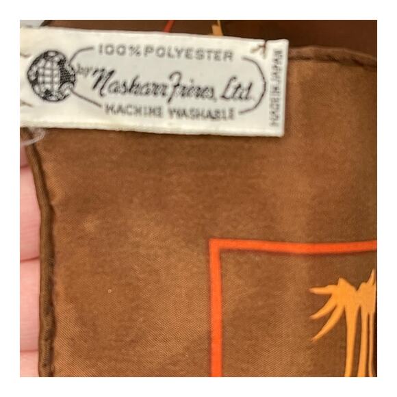 Nasharr Freres Ltd. Vintage 1970s Autumn Trees Polyester Scarf 21” Square - Picture 3 of 7